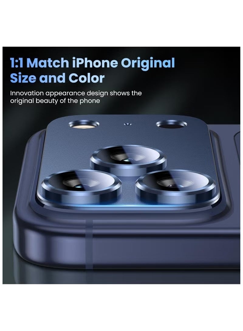 For iPhone 17 Pro Camera Lens Protector Upgrade Strong Adhesion Alloy Metal Tempered Glass Rear Camera Screen Protector Shatterproof Cover Film Accessories Blue - Image 3